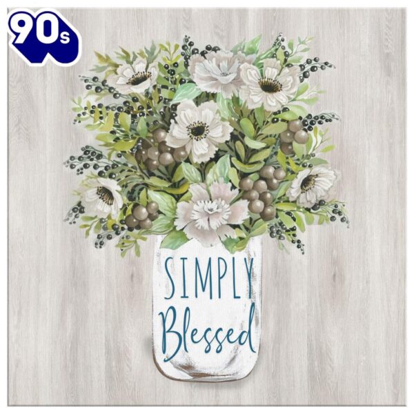 Floral Simply Blessed Canvas Wall Art Prints   Poster Gift Christmas