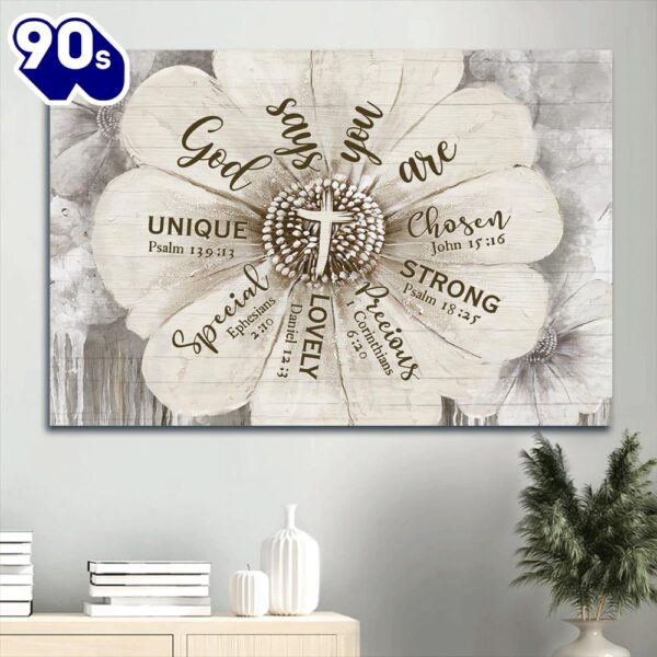 Flower Painting Vintage Drawing Bible Verse God Says You Are Canvas Wall Art  Poster Gift Christmas
