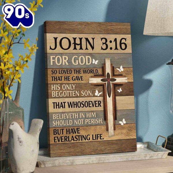 For God So Loved The World John 316 Bible Verse Canvas Art    Poster Gift Christmas