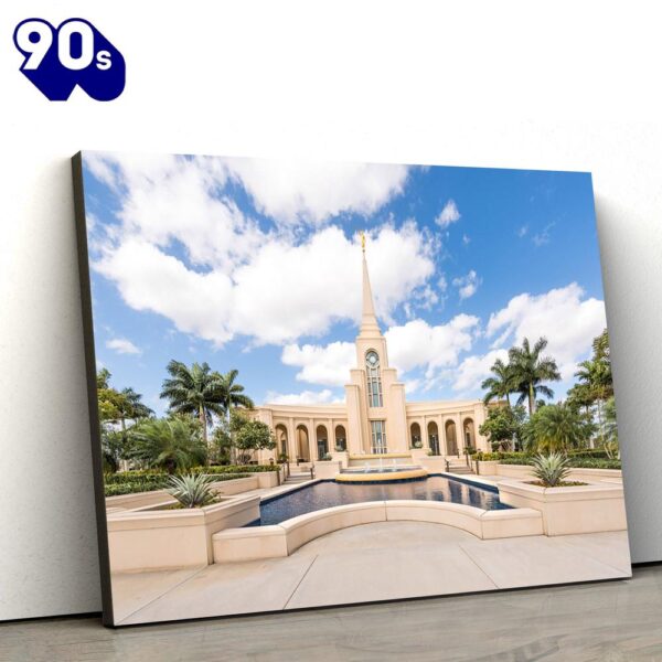 Fort Lauderdale Florida Temple Reflection Pool Canvas Wall Art Jesus Christ Picture Canvas