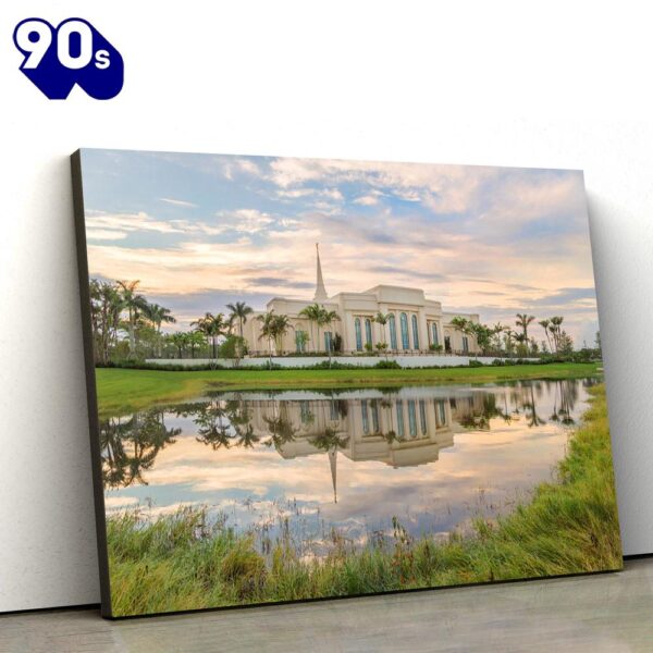 Fort Lauderdale Temple Reflection Pond Canvas Wall Art Jesus Christ Picture Canvas