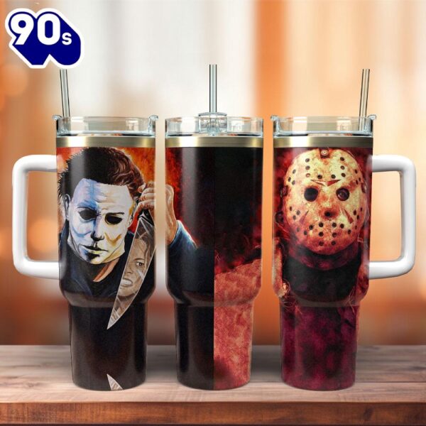 Friday The 13th Movie Custom Stanley Quencher 40oz Stainless Steel Tumbler  For Fans