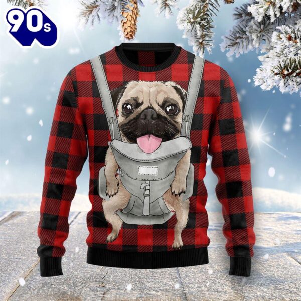 Front Carrier Dog Pug Ugly Christmas Sweater