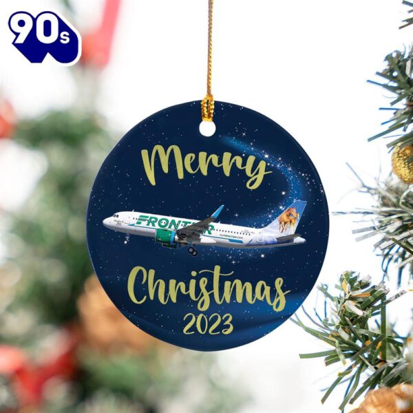 Frontier Airlines Airbus A320-251N Christmas Ceramic Ornament