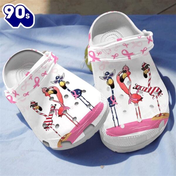 Funny Flamingo Awareness Breast Cancer Shoes Clogs Birthday Christmas Gifts