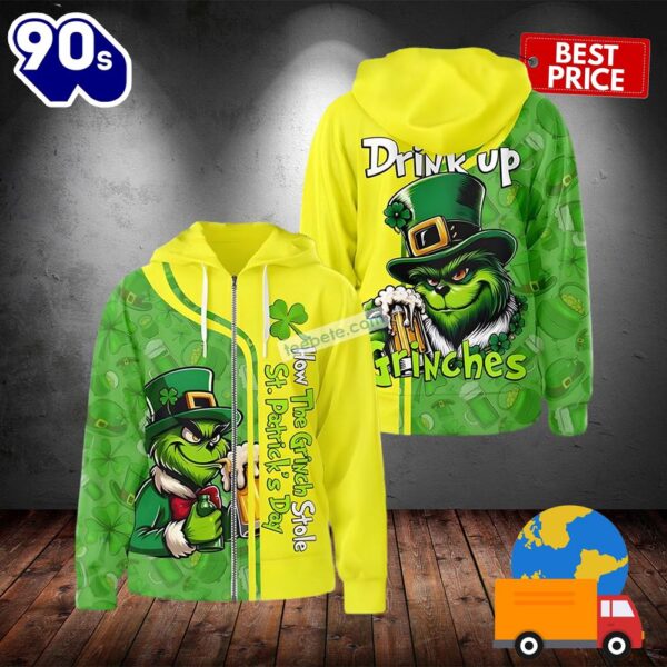 Funny Grinches St Patrick Day Green 3D Hoodie For Men 2025