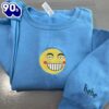 Funny Smiley Face Embroidered Sweatshirt Gift Christmas