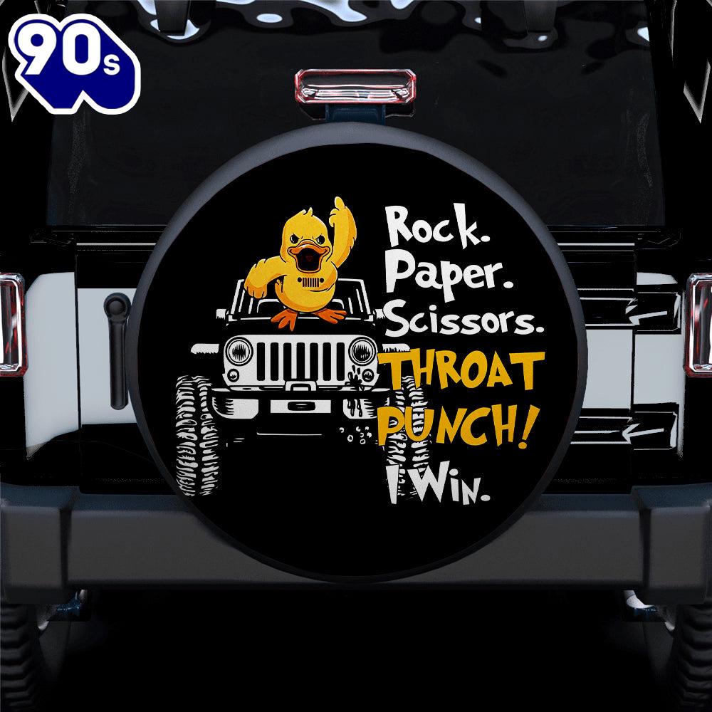 Funny White Rock Paper Scissors Cute Duck Car Spare Tire Covers Gift For Campers Funny White Rock Paper Scissors Cute Duck Car Spare Tire Covers Gift For Campers