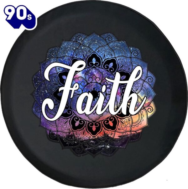 Galaxy Print Faith Tire Cover – Religious Christian Spare Tire Cover Car Decor