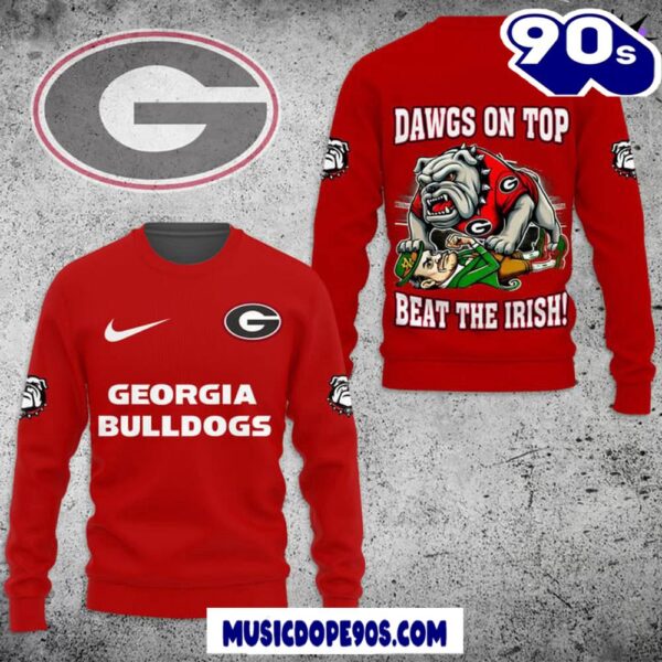 Georgia Bulldogs Dawgs On Top Beat The Irish Red Sweatshirt