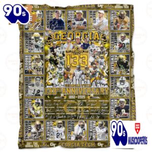 Georgia Tech Yellow 133rd Anniversary 1892-2025 Fleece Blanket