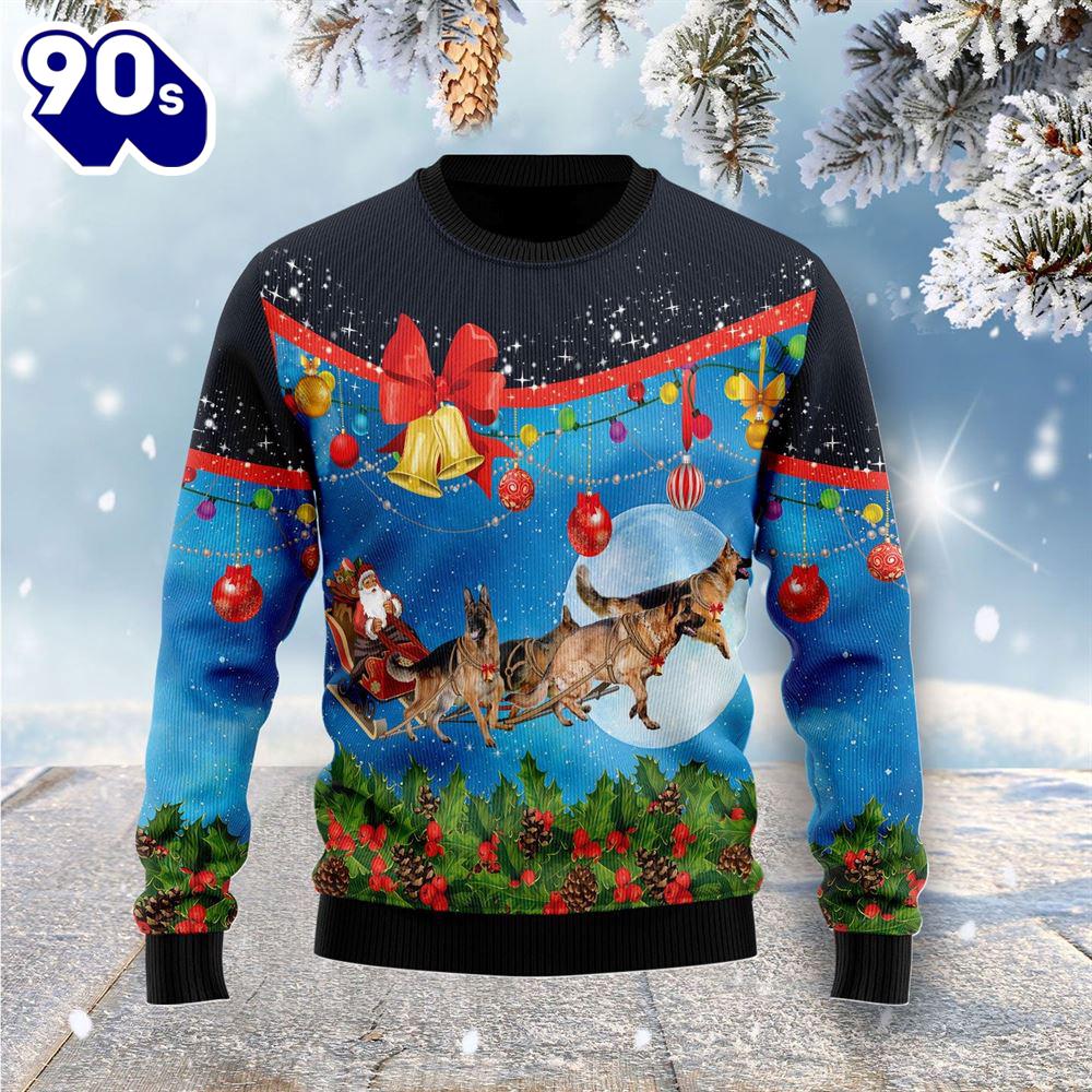 German Shepherd Sleigh Ugly Christmas Sweater German Shepherd Sleigh Ugly Christmas Sweater
