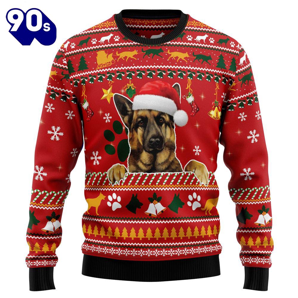 German Shepherd Waiting For Christmas Ugly Christmas Sweater German Shepherd Waiting For Christmas Ugly Christmas Sweater