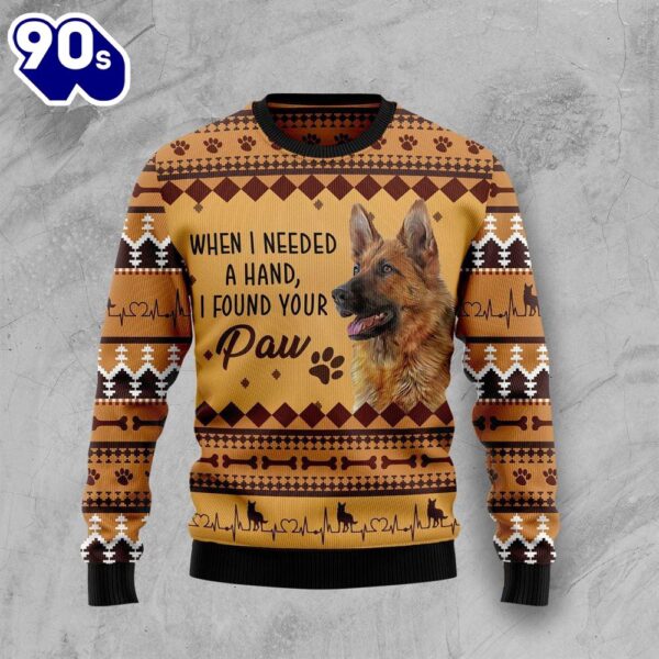German Shepherd When I Need A Hand Ugly Christmas Sweater