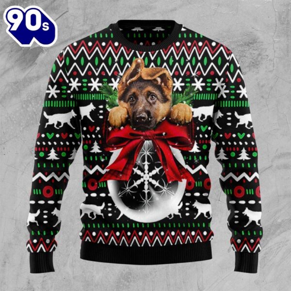 German Shepherd Xmas Ball Ugly Christmas Sweater