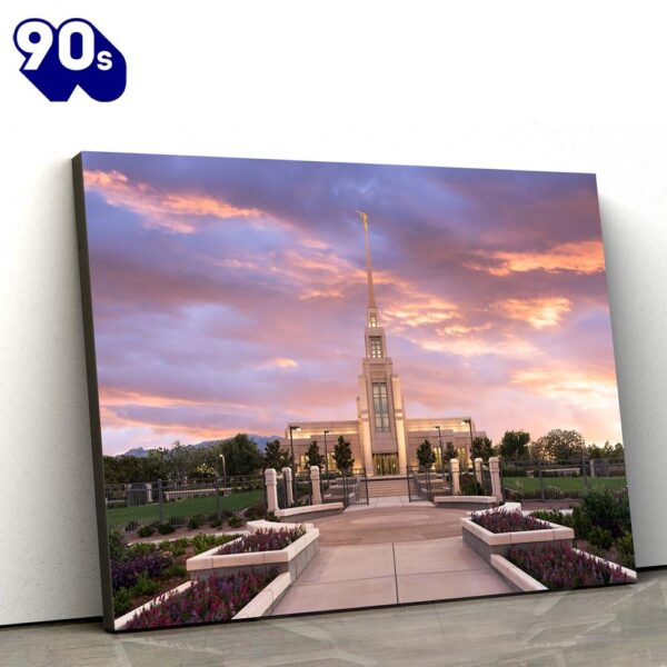 Gila Valley Arizona Temple Vibrant Sunset Canvas Wall Art Jesus Christ Picture Canvas