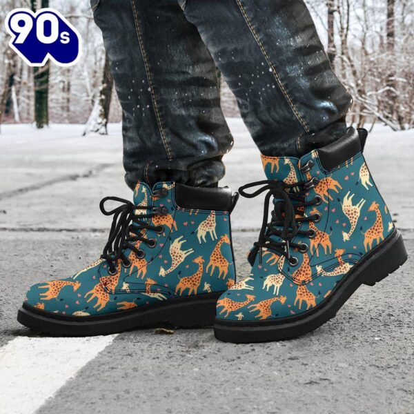 Giraffe Leather Boots Custom Animal Shoes Funny For Giraffe Lover