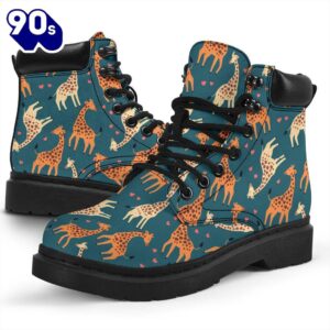 Giraffe Leather Boots Custom Animal Shoes Funny For Giraffe Lover