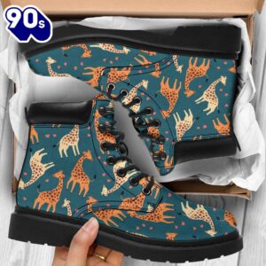 Giraffe Leather Boots Custom Animal Shoes Funny For Giraffe Lover