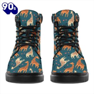 Giraffe Leather Boots Custom Animal Shoes Funny For Giraffe Lover