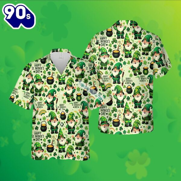 Gnome Shamrock Pot Of Gold St Patrick Green Plus Size Hawaiian Shirt 2025