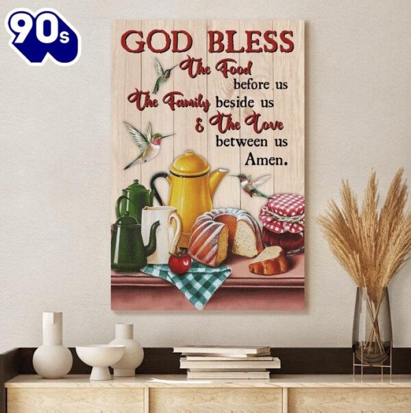 God Bless The Food Before Us Jesus Canvas Posters   Poster Gift Christmas