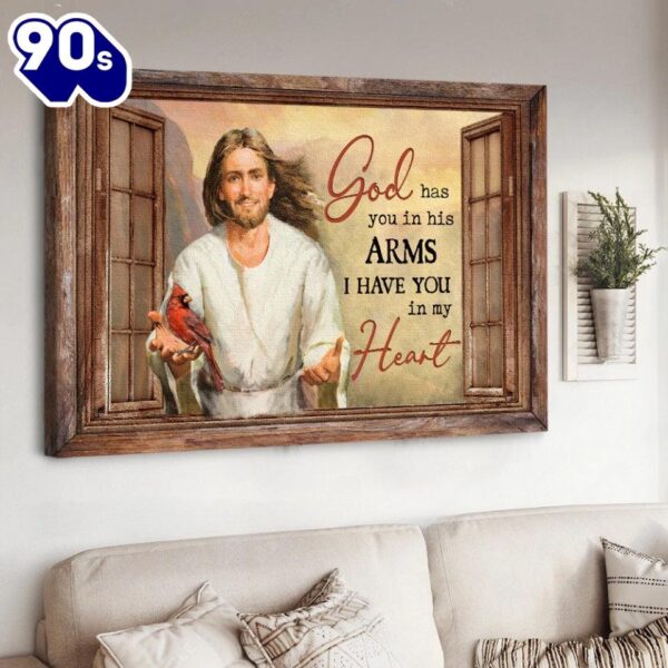 God Has You In His Arms I Have You In My Heart Cardinal Canvas Wall Art   Poster Gift Christmas