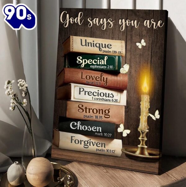 God Says You Are Canvas Antique Book Beautiful Night Painting Canvas Posters   Poster Gift Christmas
