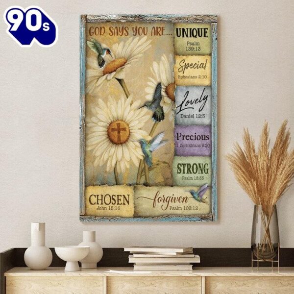 God Says You Are Hummingbirds Daisy Canvas Posters   Poster Gift Christmas