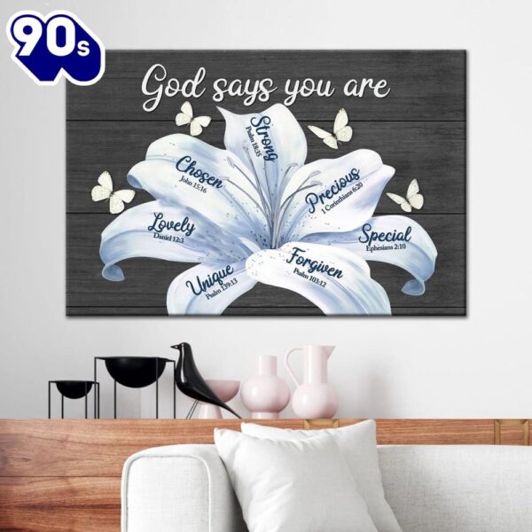 God Says You Are White Lily Christian Canvas Wall Art Religious Wall Decor