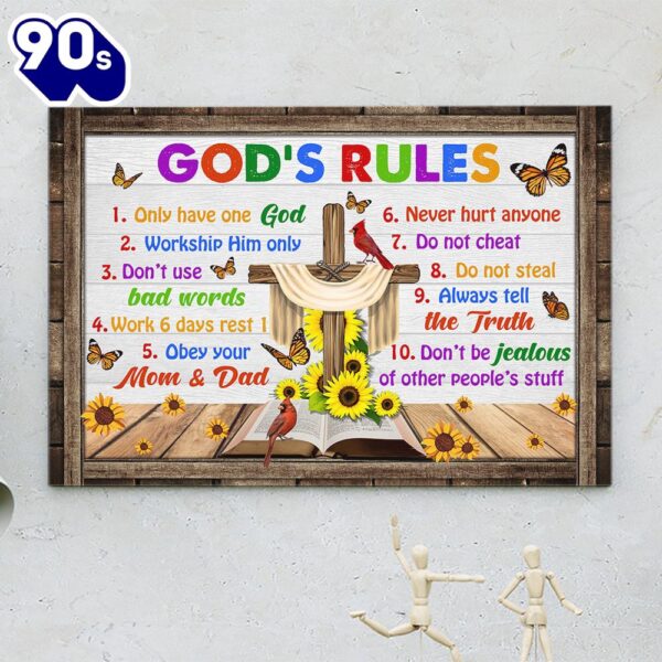 God’s Rules Ten Commandments Canvas Poster Christian Canvas Wall Art