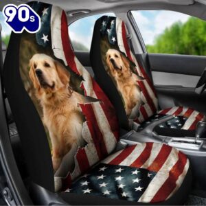 Golden Retriever American Flag Car…