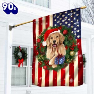 Golden Retriever Christmas American Flag…