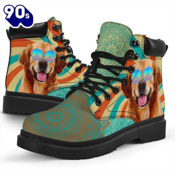 Golden Retriever Dog Leather Boots Shoes