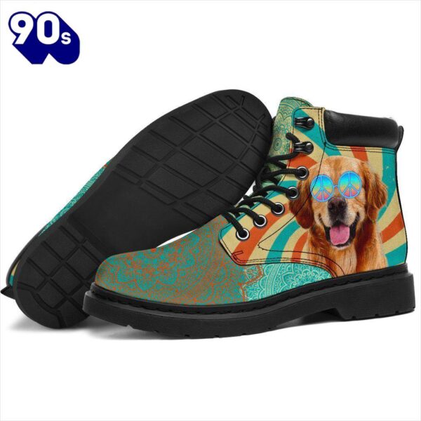 Golden Retriever Dog Leather Boots Shoes