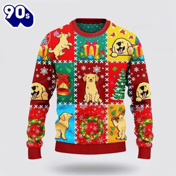 Merry Christmas  Golden Retriever Dog Lovers Christmas Wishes All Over Ugly Christmas Sweater For Men And Women