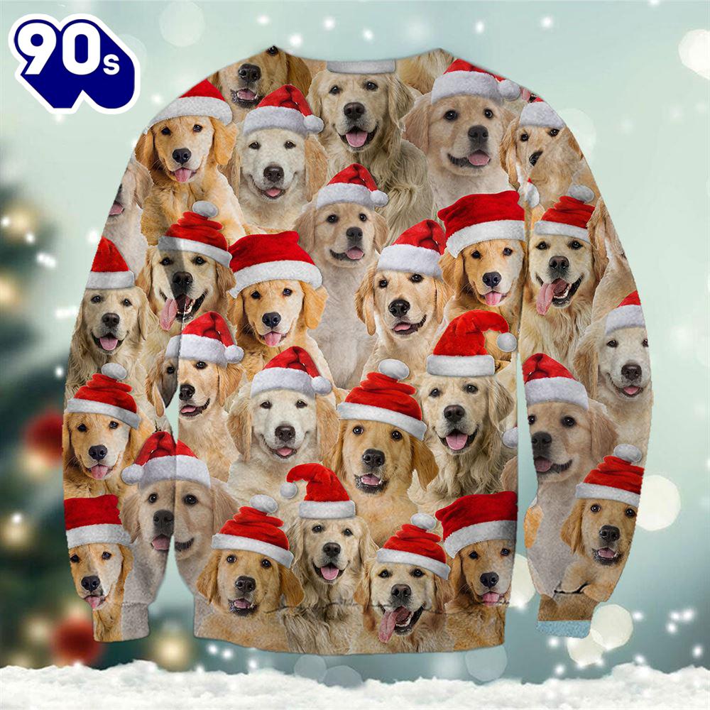 Golden Retriever Merry Christmas Ugly Premium Sweater Golden Retriever Merry Christmas Ugly Premium Sweater