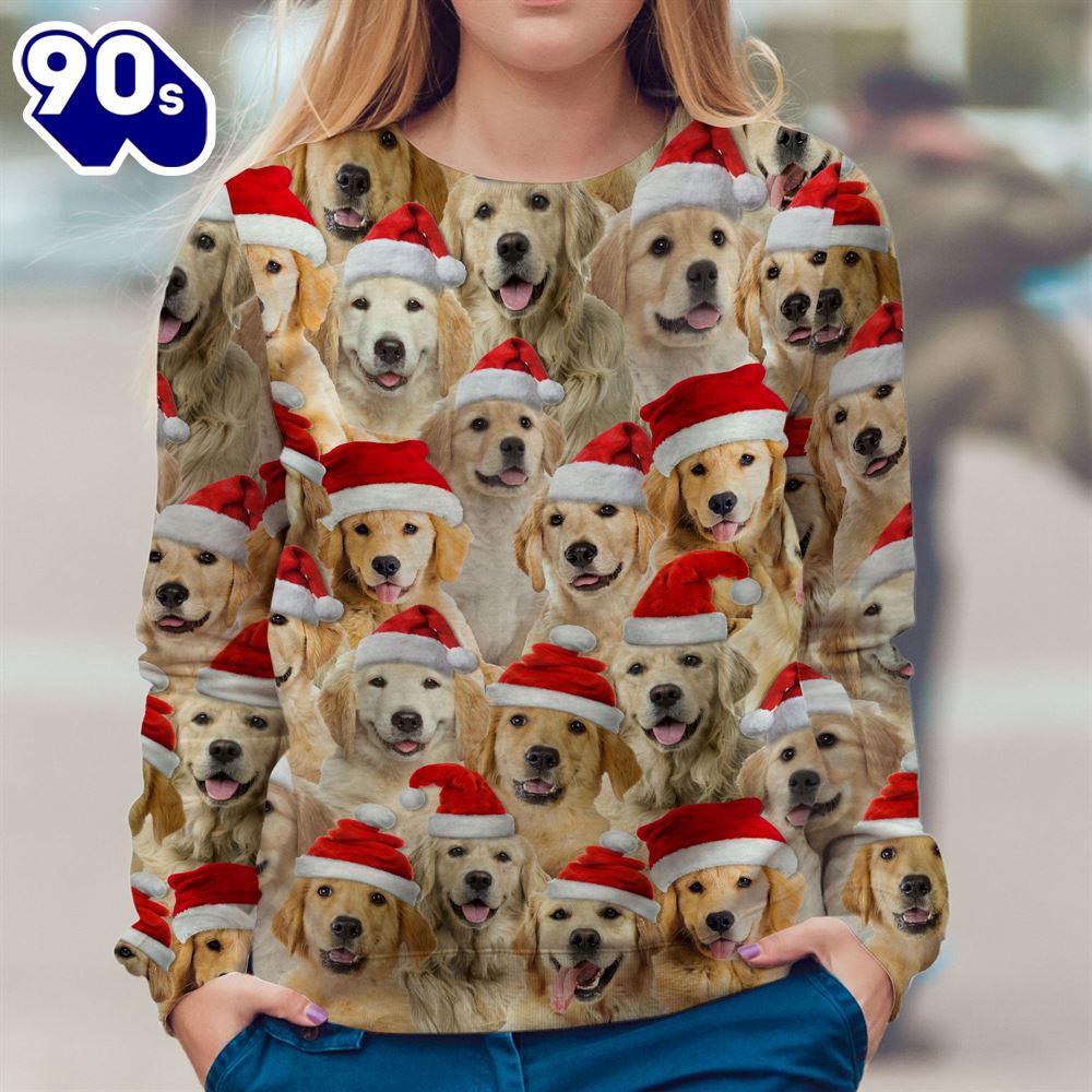 Golden Retriever Merry Christmas Ugly Premium Sweater Golden Retriever Merry Christmas Ugly Premium Sweater