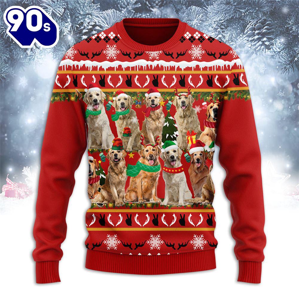 Golden Retriever Merry Christmas Ugly Sweater Golden Retriever Merry Christmas Ugly Sweater