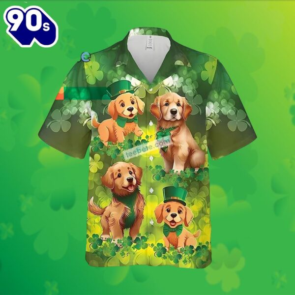 Golden Retriever Shamrock St Patricks Green Human Made Aloha Shirt 2025