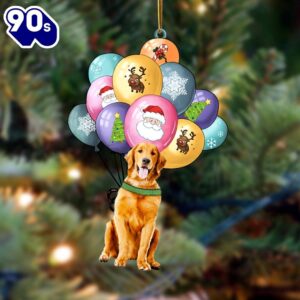 Golden Retriever With Balloons Christmas…