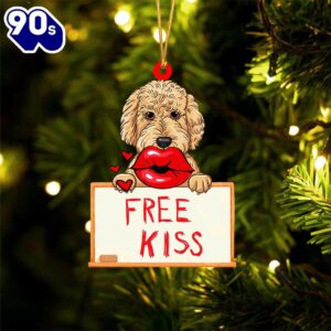 Goldendoodle Free Kiss Christmas Ornament,…