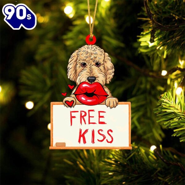 Goldendoodle Free Kiss Christmas Ornament, Gift For Christmas