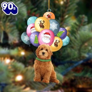 Goldendoodle(2) With Balloons Christmas Ornament,…