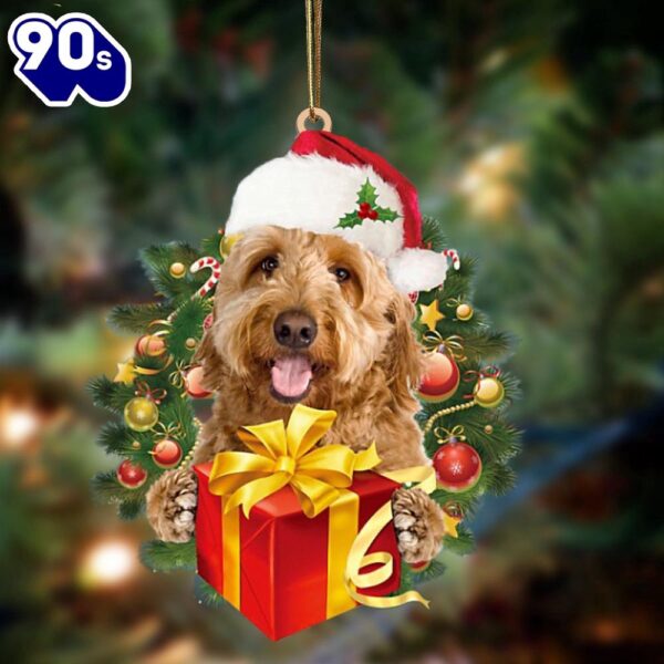 Goldendoodle-Dogs Give Gifts Hanging Ornament, Gift For Christmas