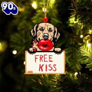 Golden-Retriever Free Kiss Christmas Ornament,…