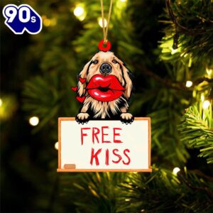 Golden-Retriever2 Free Kiss Christmas Ornament,…