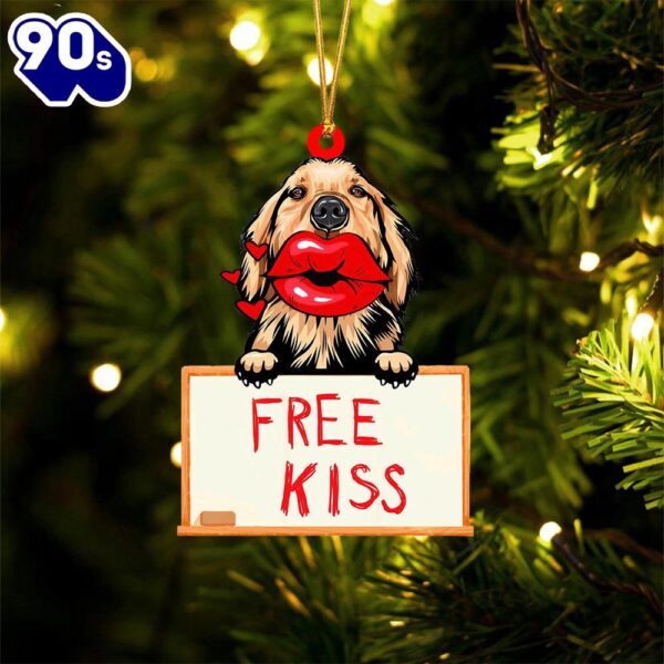 Golden-Retriever2 Free Kiss Christmas Ornament, Gift For Christmas