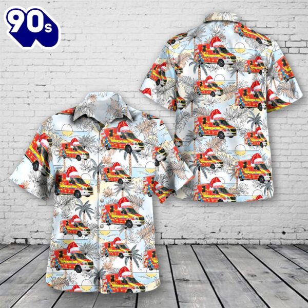 Grand-Ducal Fire and Rescue Corps of Luxembourg CGDIS Ambulance Christmas Hawaiian Shirt