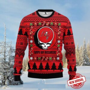 Grateful Dead Skull Tampa Bay Buccaneers Ugly Xmas Sweater